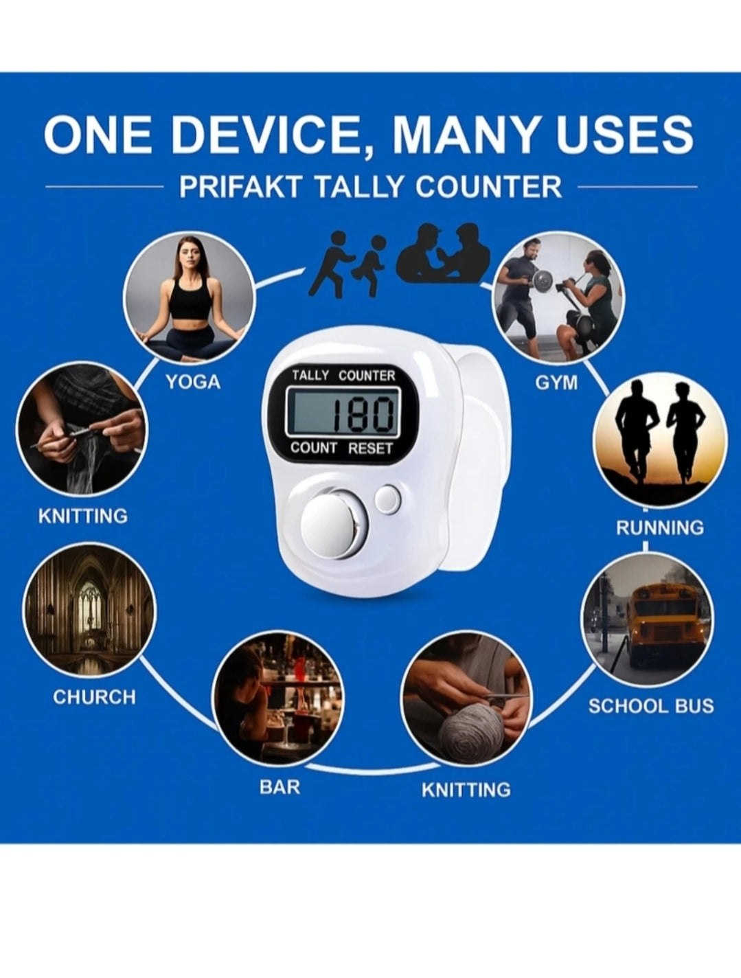 finger tally counter (pack of 1) random color Digital Tally Counter  (Multicolor)